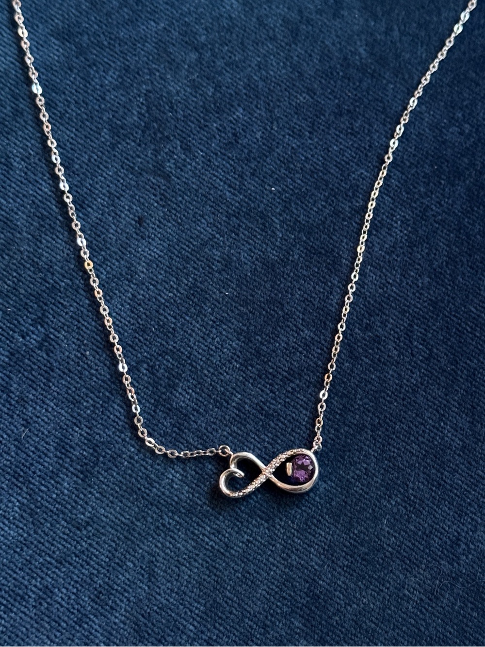 LA 925 Sterling Open Twist Heart eternity pendant Amethyst Necklace